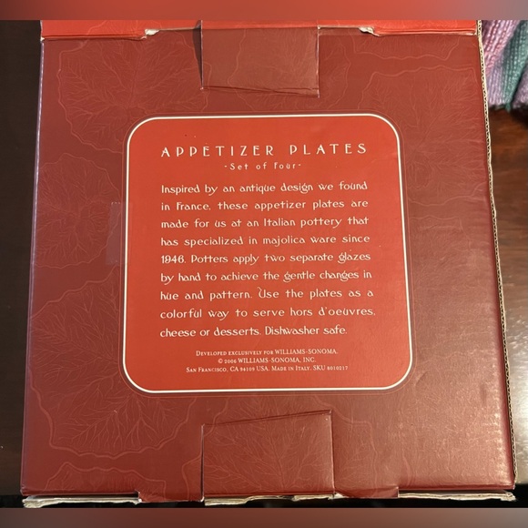 Williams-Sonoma Leaf 4 Appetizer Plates Set Made In Italy Fall Thanksgiving - Picture 3 of 9